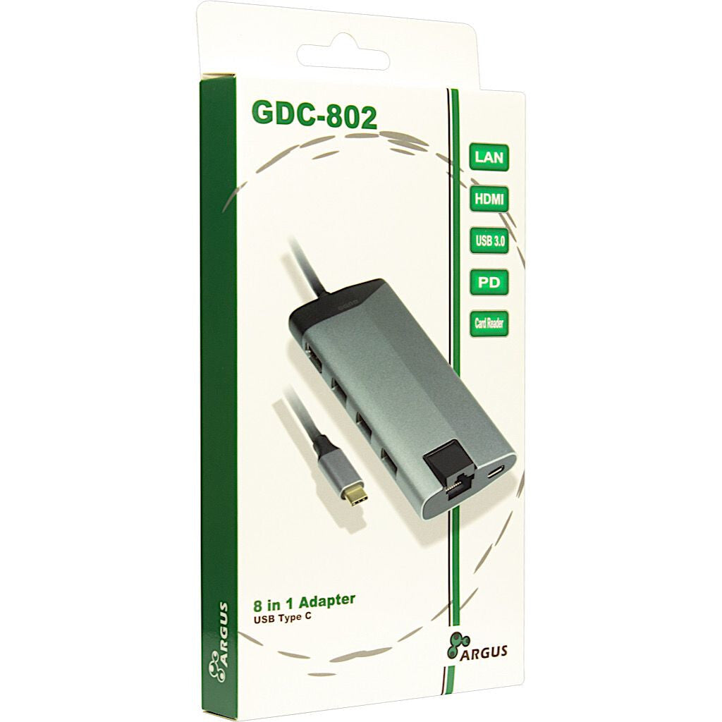 Inter-Tech GDC-802 Kabel USB 3.2 Gen 1 (3.1 Gen 1) Type-C Grå