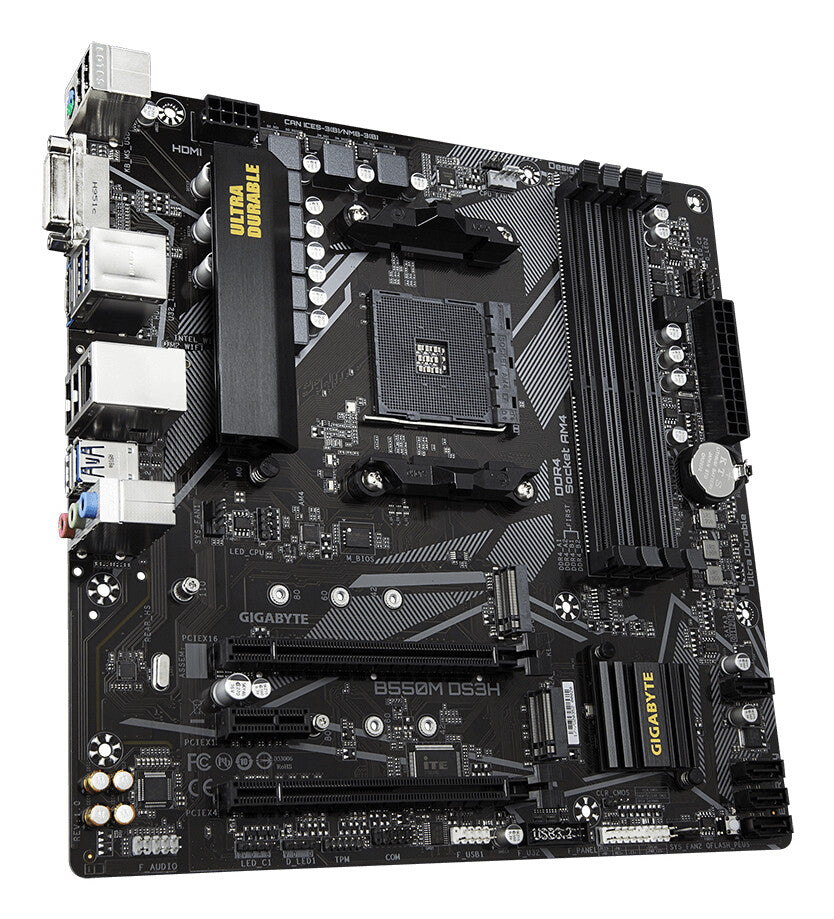 GIGABYTE B550M DS3H moderkort AMD B550 Uttag AM4 micro ATX