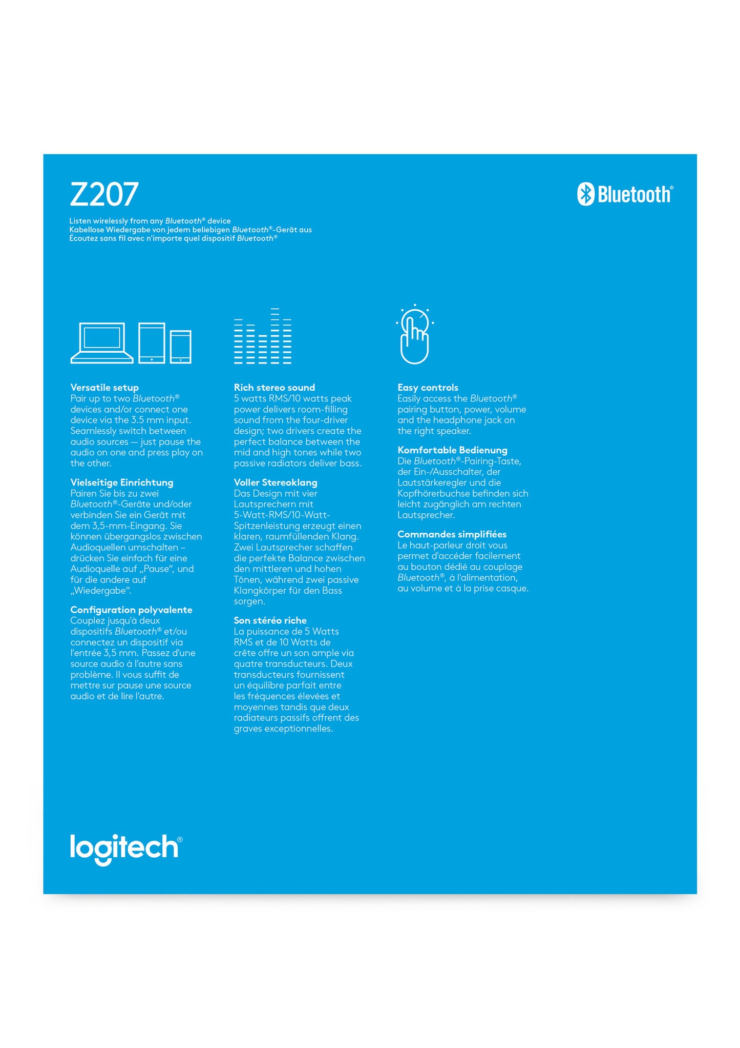 Logitech Z207 Vit Kabel & Trådlös 5 W