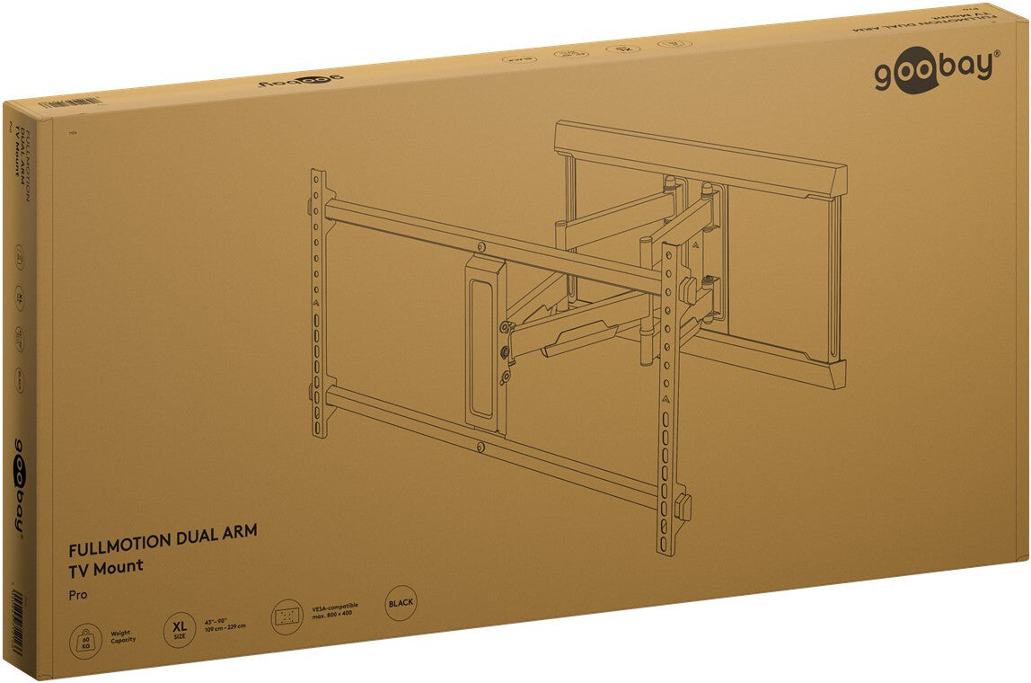Goobay Fullmotion 2,29 m (90") Svart