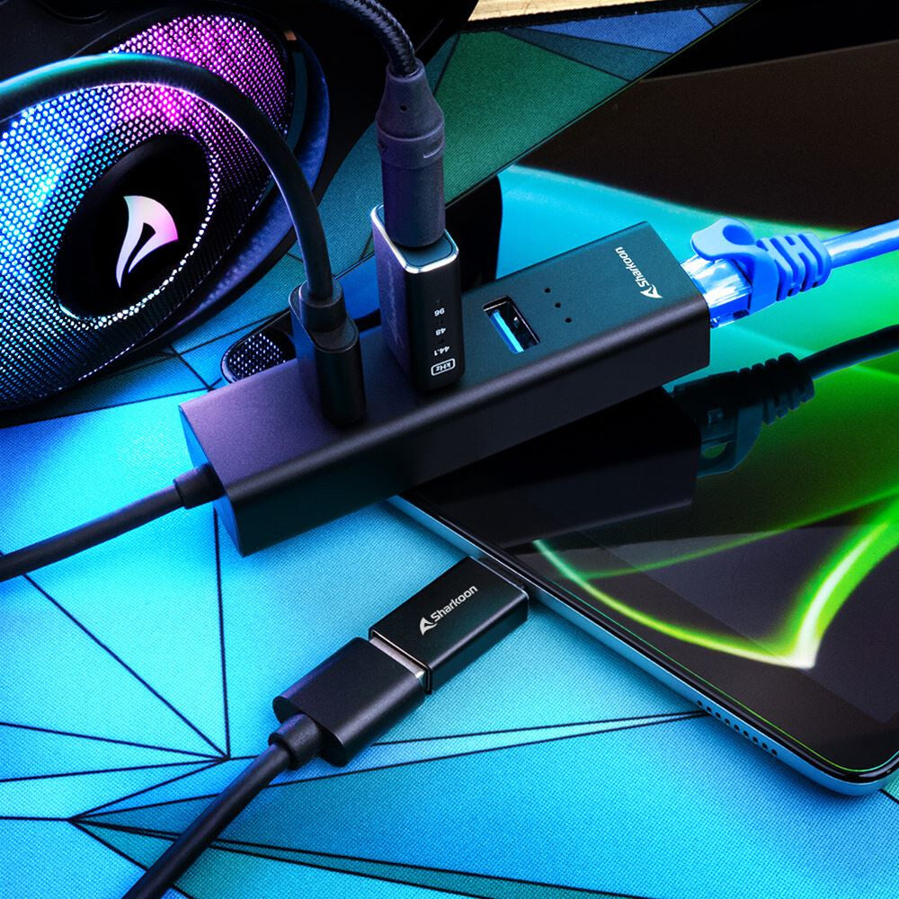 Sharkoon 4044951037575 dockningsstationer för bärbara datorer Trådlös USB 3.2 Gen 1 (3.1 Gen 1) Type-C Svart