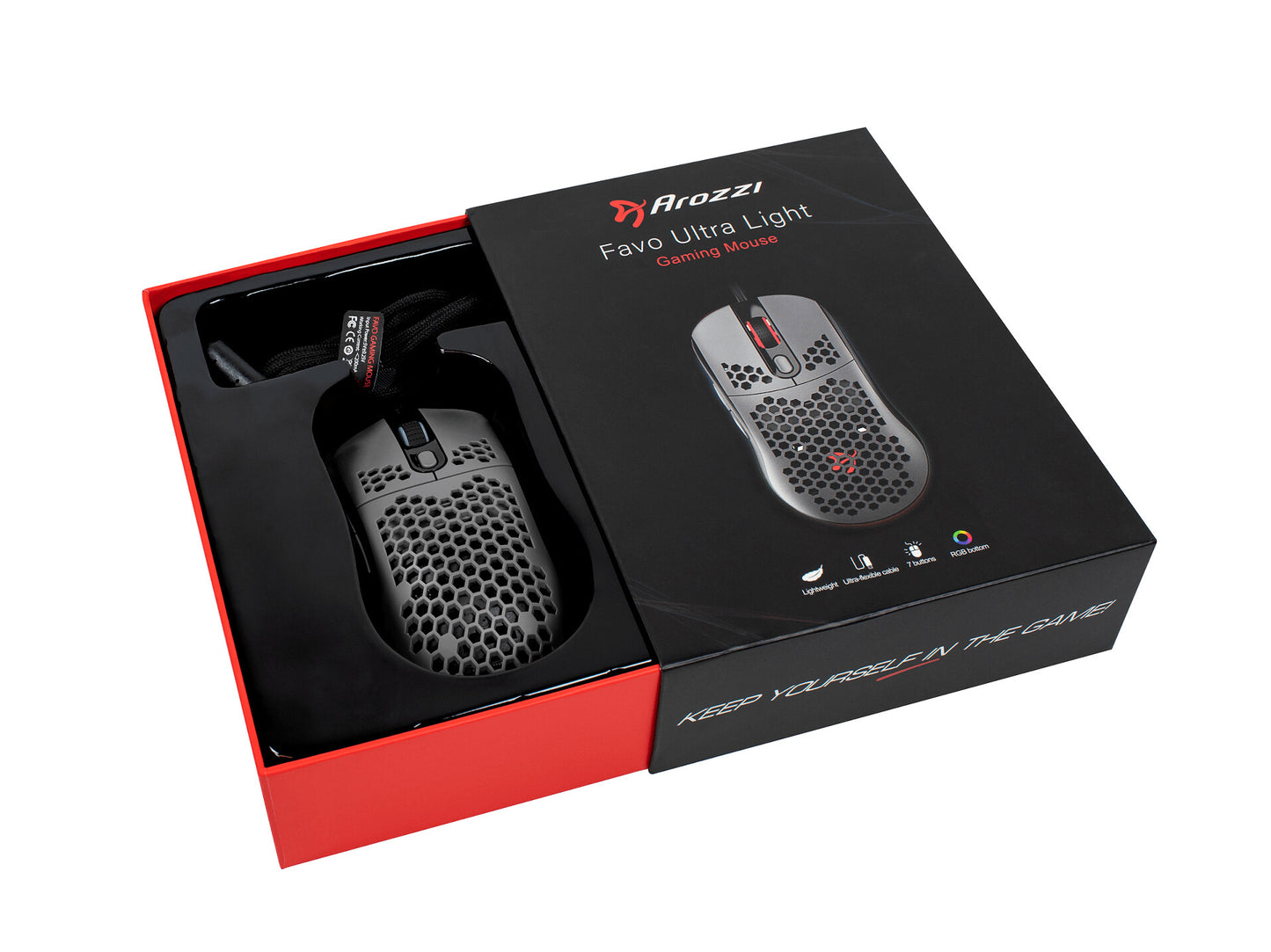 Arozzi Favo datormöss Spela högerhand USB Type-A Optisk 16000 DPI