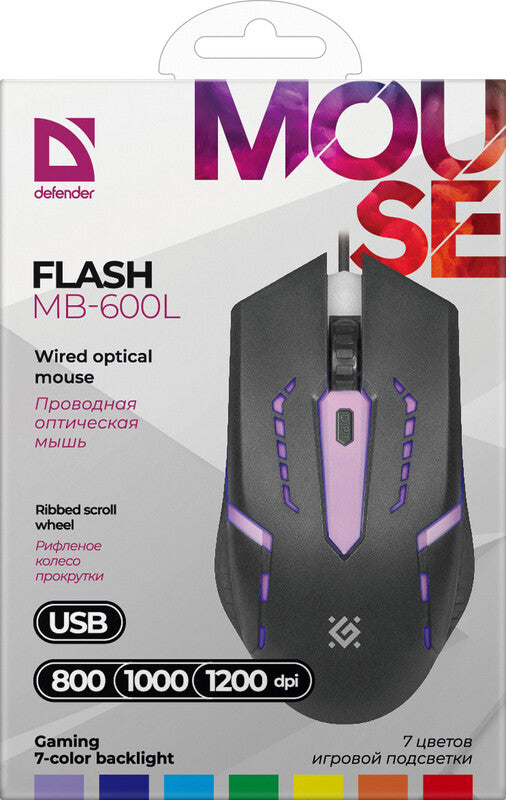 Defender FLASH MB-600L datormöss Spela Ambidextrous USB Type-A Optisk 1200 DPI