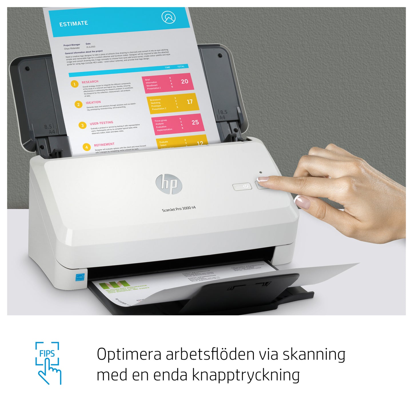 HP ScanJet Pro 3000 s4 Arkmatad skanner 600 x 600 DPI A4 Svart, Vit