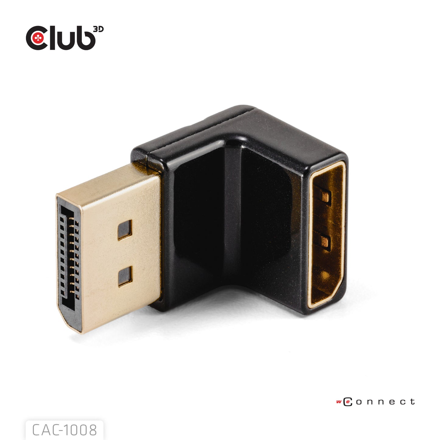 CLUB3D DISPLAYPORT MALE TO DISPLAYPORT 1.4 FEMALE 90 DEGREE ANGLED ADAPTER 4K120HZ M/F - Adapter