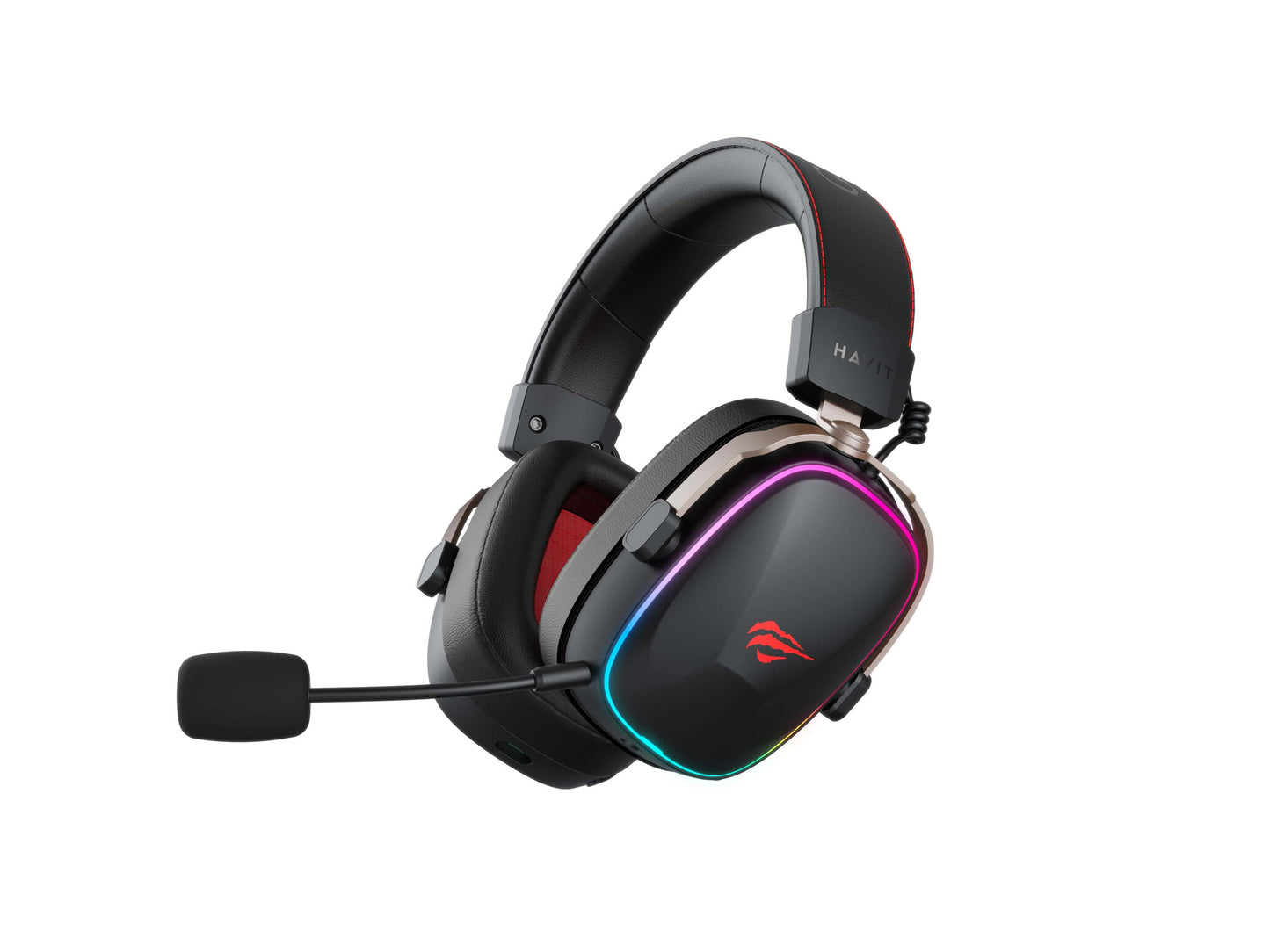 Havit 6939119065584 hörlur och headset Hörlurar Kabel & Trådlös Huvudband Spela Svart, Röd