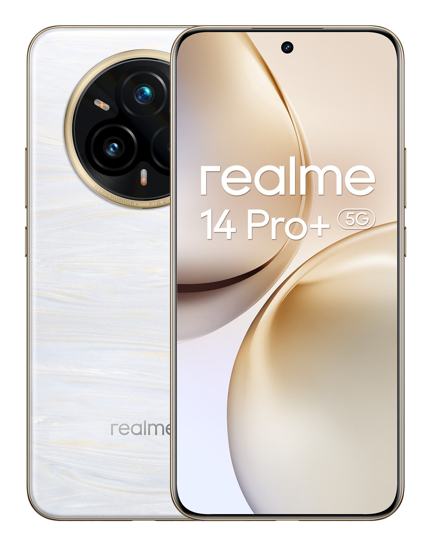 realme 14 Pro+ 5G 17,4 cm (6.83") Dubbla SIM-kort Android 15 USB Type-C 12 GB 512 GB 6000 mAh Pärlemorfärgad, Vit
