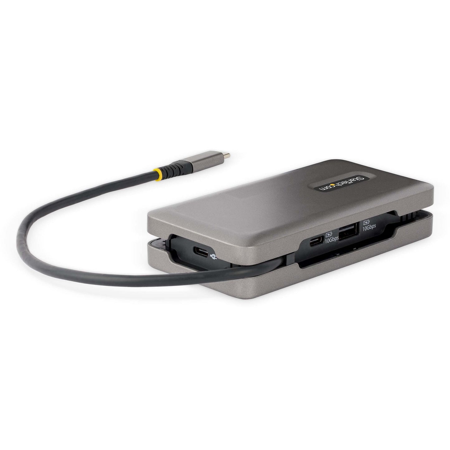 StarTech.com USB-C-multiportadapter - HDMI/VGA - 4K 60 Hz - USB-hubb med 3 portar - 100 W pass-through-strömförsörjning - GbE - Reseminidockningsstation med laddning - 30 cm Wrap-Around-kabel