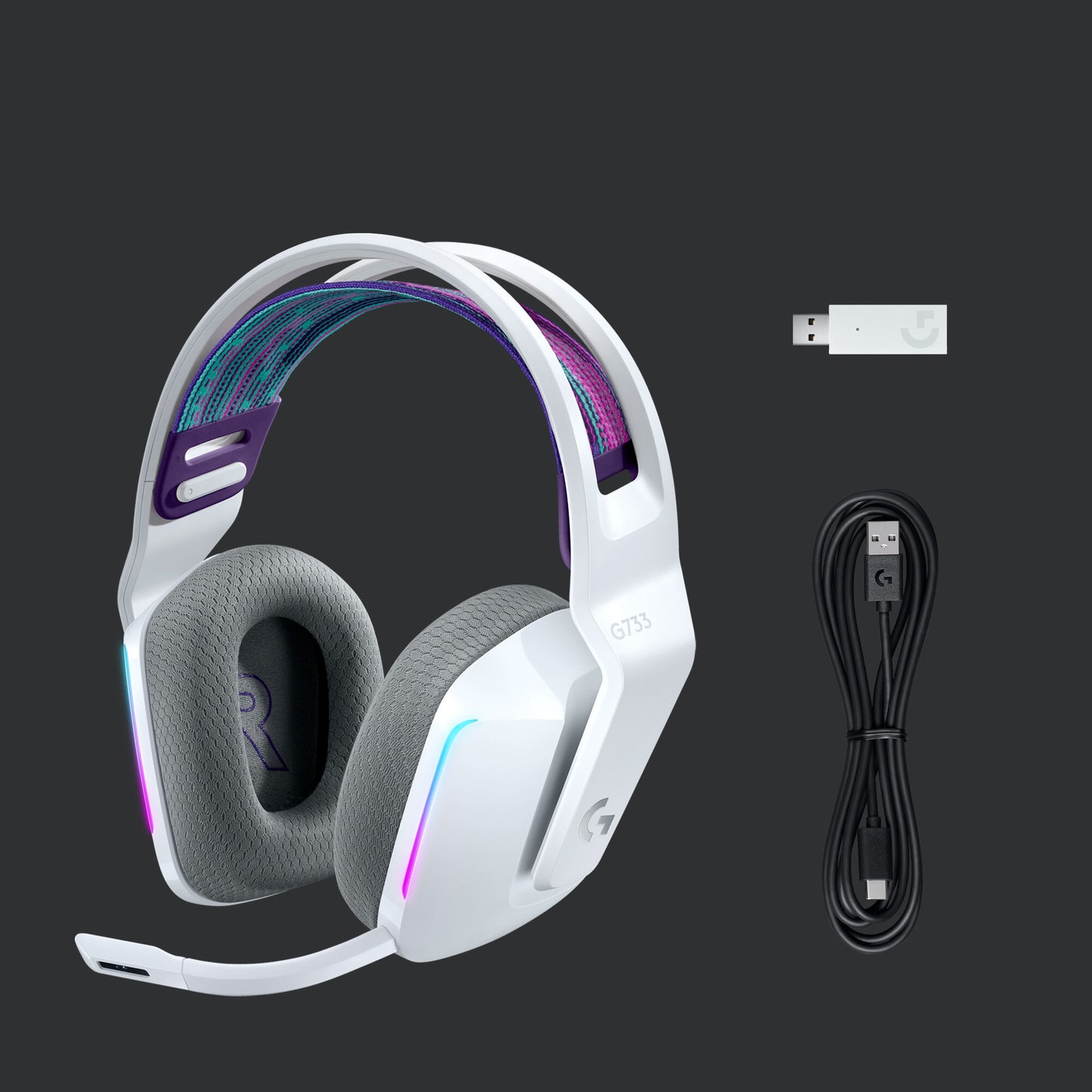 Logitech G 981-000883 hörlur och headset Trådlös Huvudband Spela Vit