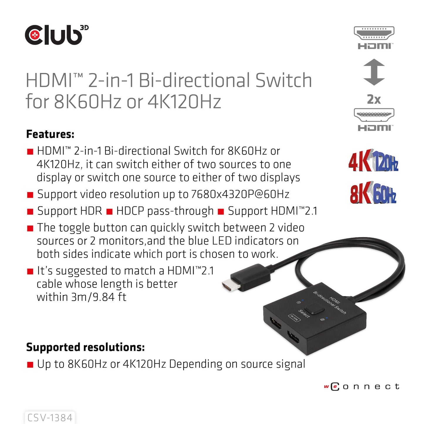 CLUB3D CSV-1384 KVM-switchar