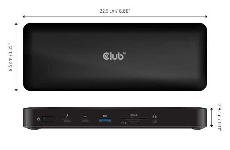 CLUB3D CSV-1583 dockningsstationer för bärbara datorer Kabel Thunderbolt 4 Svart