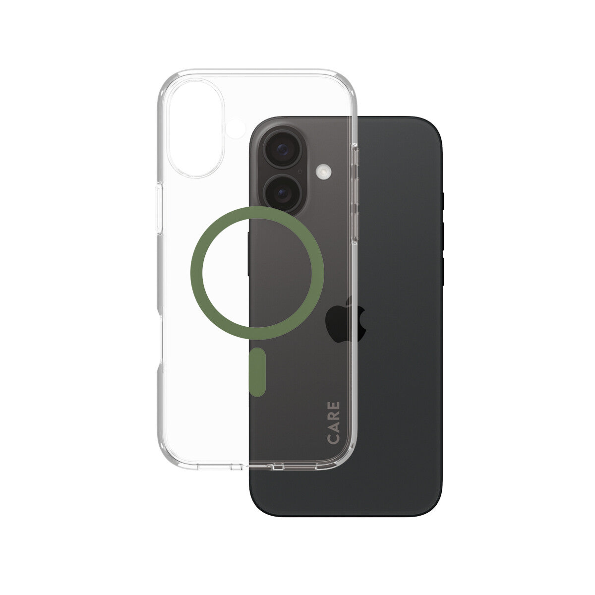 PanzerGlass CARE by ® Flagship Case Transparent Urban Combat w. Green MagSafe iPhone 16 Plus mobiltelefonfodral Omslag