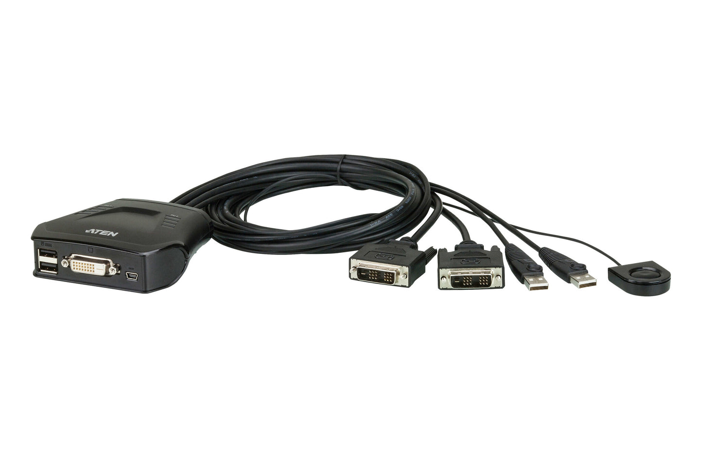 ATEN 2-portars KVM-switch med USB DVI-kabel och fjärrportsväljare