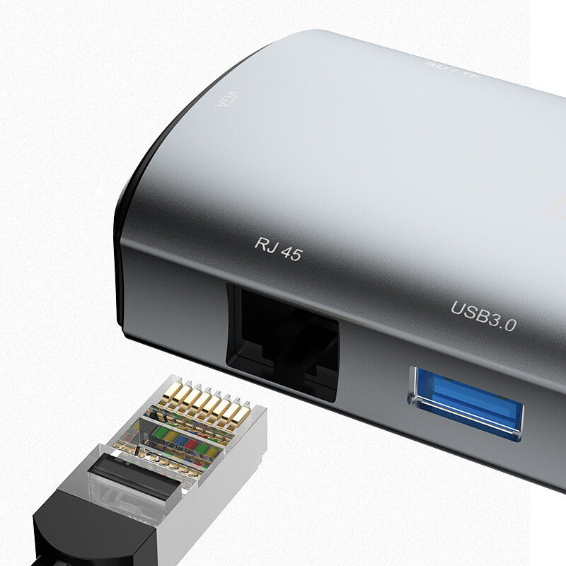 DUDAO A15PRO dockningsstationer för bärbara datorer Kabel USB 3.2 Gen 1 (3.1 Gen 1) Type-A + Type-C Grå