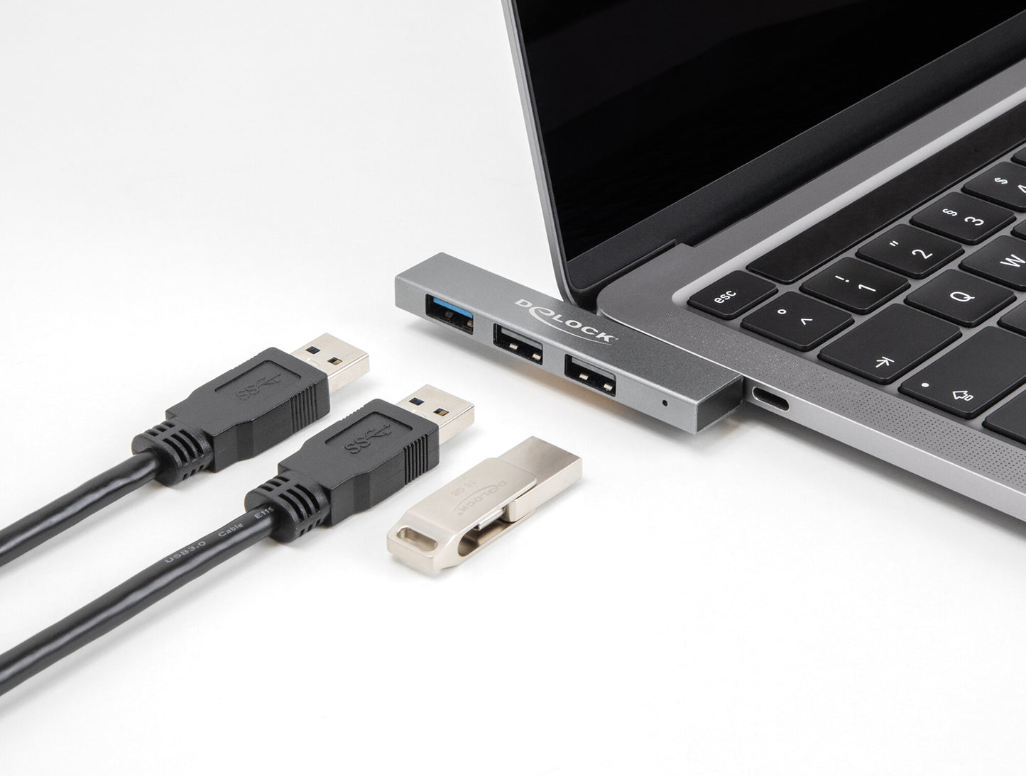 DeLOCK 64274 dockningsstationer för bärbara datorer Dockning USB 3.2 Gen 2 (3.1 Gen 2) Type-C Grå