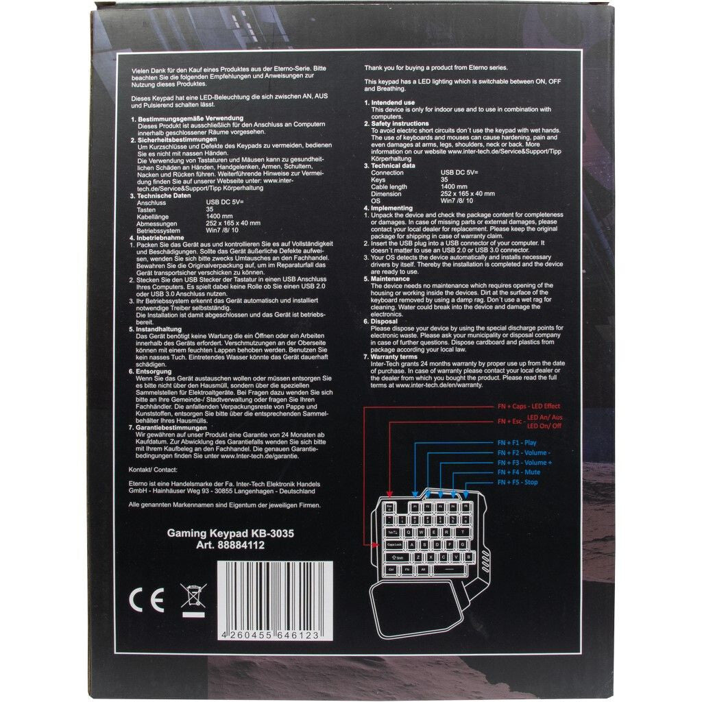 Inter-Tech KB-3035 tangentbord Spela USB QWERTY Svart