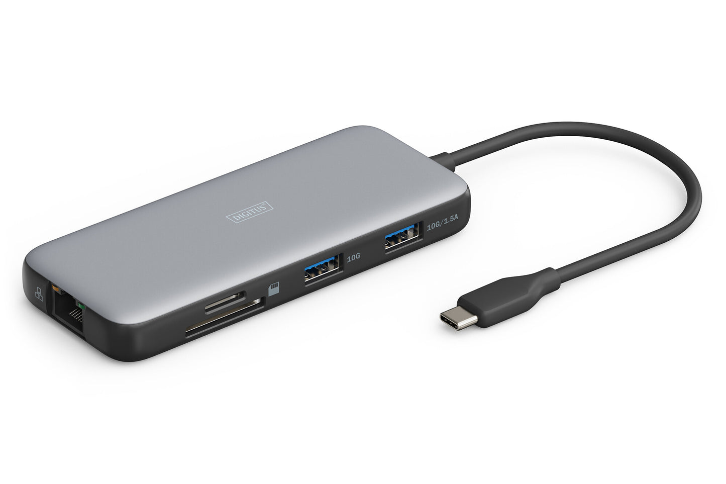 Digitus DA-70914 dockningsstationer för bärbara datorer Kabel USB 3.2 Gen 2 (3.1 Gen 2) Type-C Svart, Grå