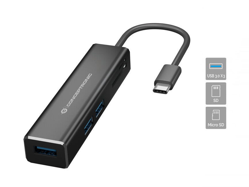 Conceptronic DONN08B dockningsstationer för bärbara datorer USB 3.2 Gen 1 (3.1 Gen 1) Type-C Svart
