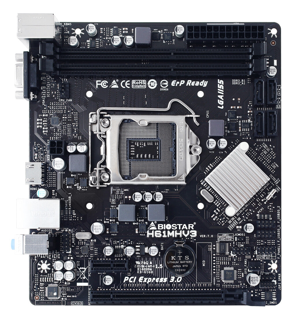 Biostar H61MHV3 moderkort Intel® H61 LGA 1155 (Socket H2) micro ATX