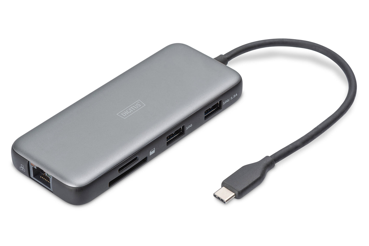Digitus DA-70914 dockningsstationer för bärbara datorer Kabel USB 3.2 Gen 2 (3.1 Gen 2) Type-C Svart, Grå