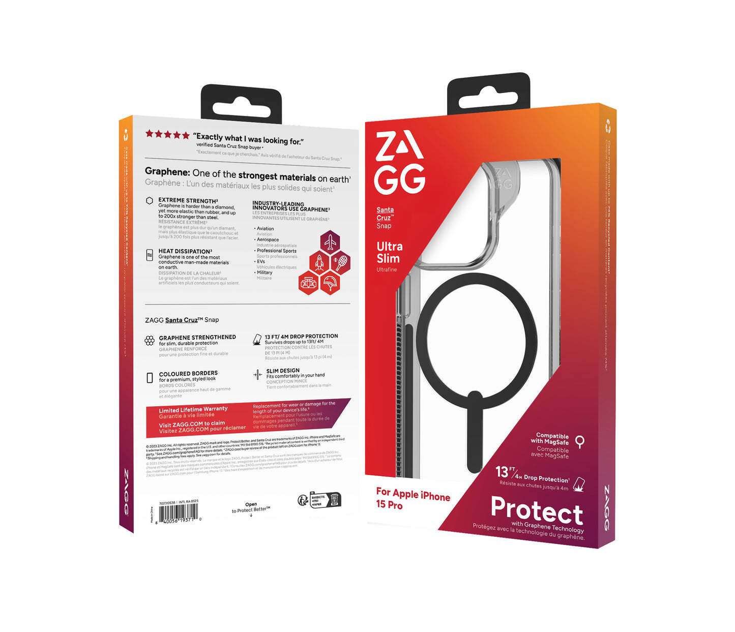 ZAGG Cases Santa Cruz Snap Apple iPhone 15 Pro Black EN/FR