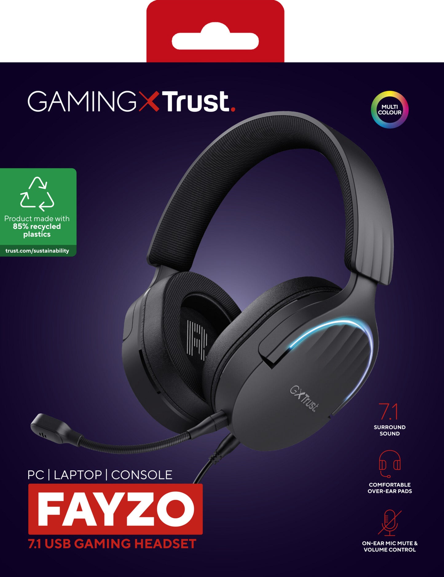 Trust GXT 490 FAYZO Headset Kabel Huvudband Spela USB Type-A Svart