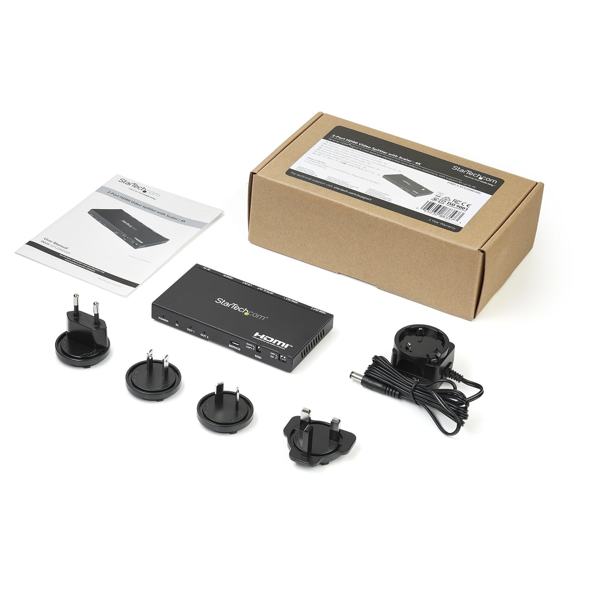 StarTech.com 2-ports HDMI-splitter - 4K 60Hz med inbyggd skalning
