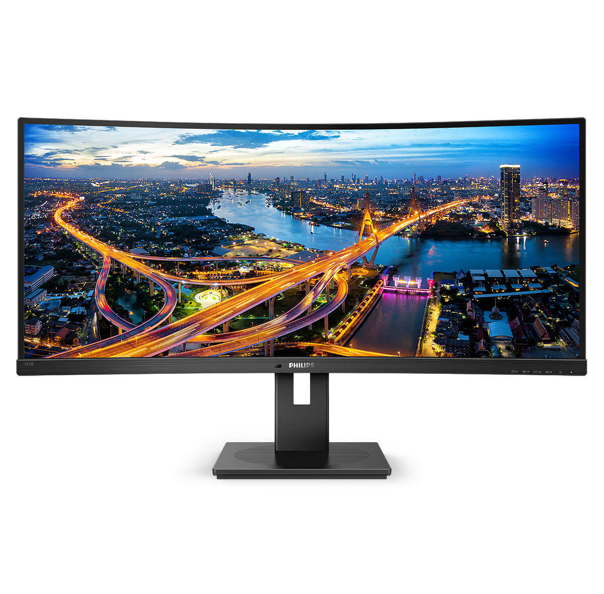 Philips B Line 345B1C/00 platta pc-skärmar 86,4 cm (34") 3440 x 1440 pixlar Quad HD LCD Svart Business Monitor 345B1C Svängd UltraWide LCD-skärm