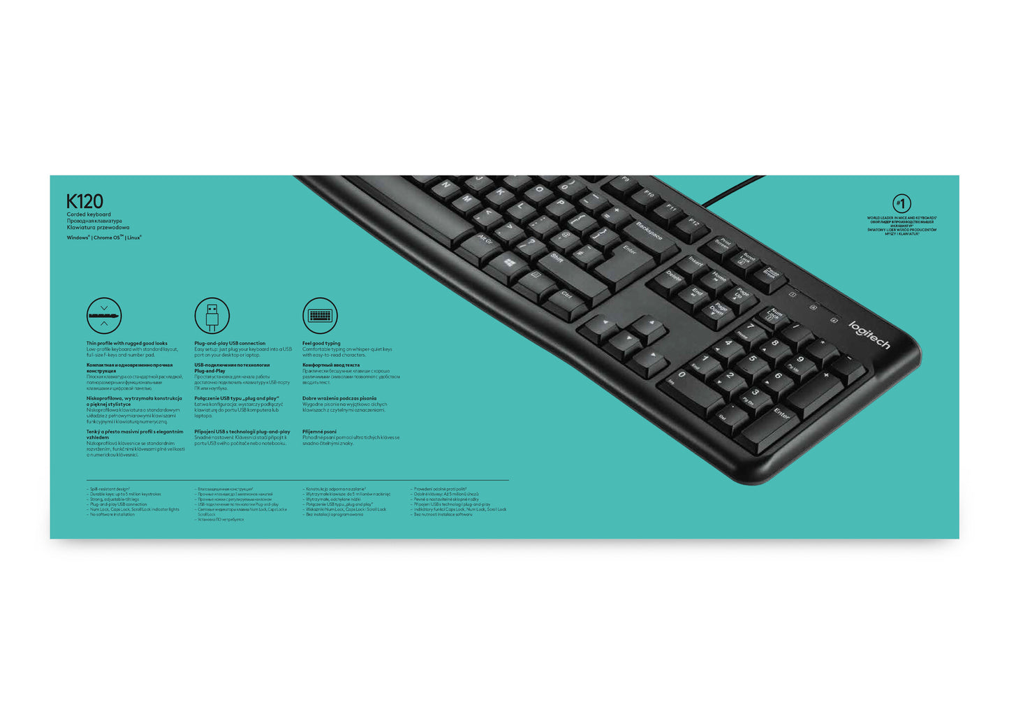 Logitech Keyboard K120 for Business tangentbord Kontor USB QWERTY Amerikanskt internationellt Svart