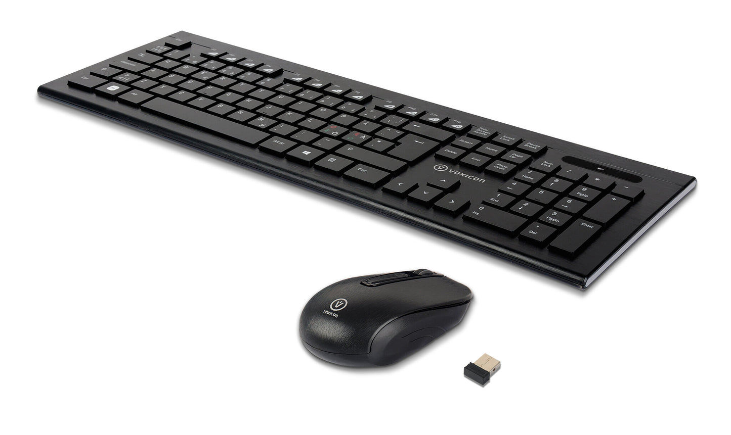 Voxicon 220WL tangentbord Mus inkluderad RF Trådlös QWERTY Nordic Svart