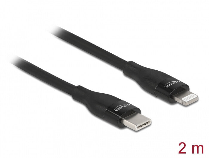 DeLOCK 86638 mobiltelefonkablar Svart 2 m USB C Lightning