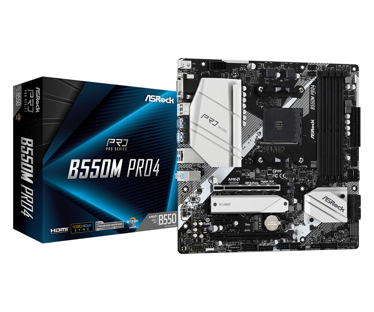 Asrock B550M Pro4 AMD B550 Uttag AM4 micro ATX