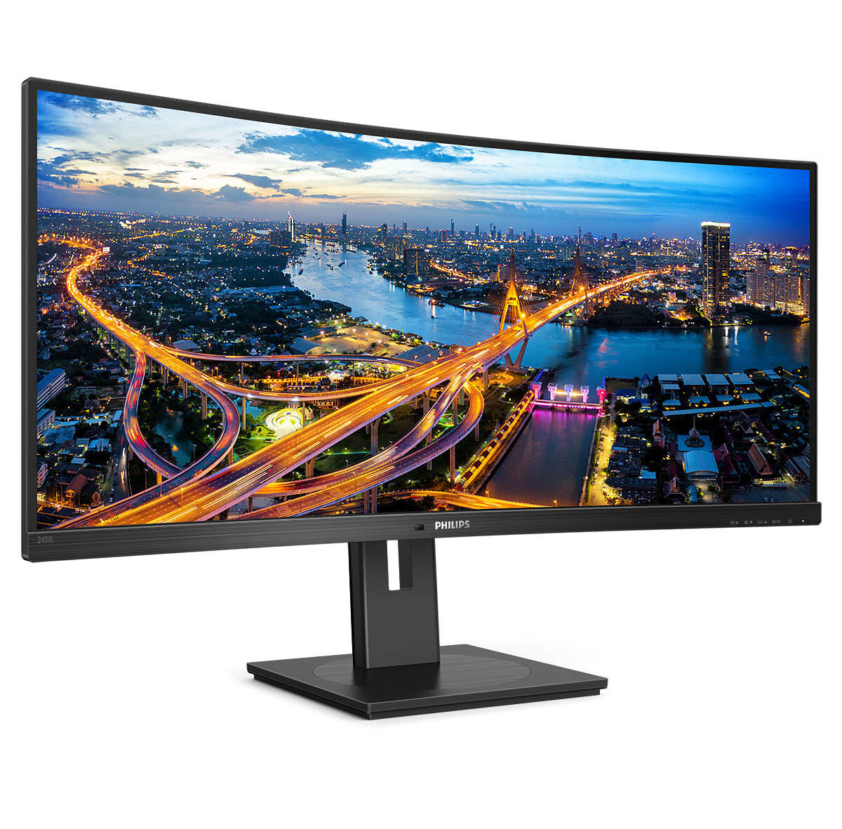 Philips B Line 345B1C/00 platta pc-skärmar 86,4 cm (34") 3440 x 1440 pixlar Quad HD LCD Svart Business Monitor 345B1C Svängd UltraWide LCD-skärm