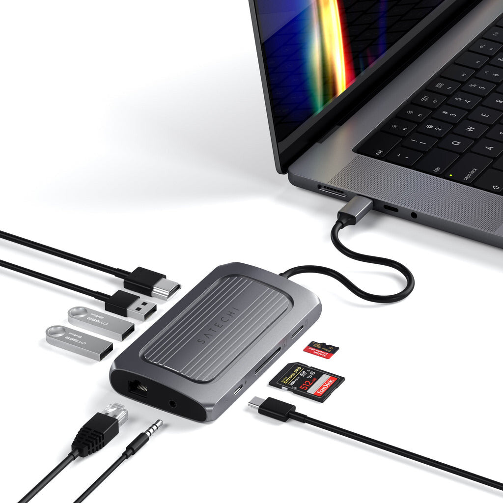 Satechi ST-U4MA3M dockningsstationer för bärbara datorer USB Type-C Grå