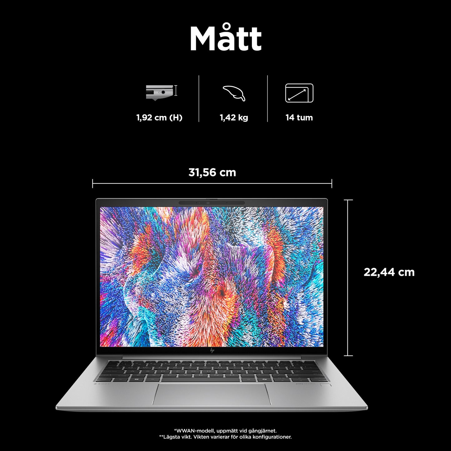 HP ZBook Firefly G11 A AMD Ryzen™ 9 8945HS Mobil arbetsstation 35,6 cm (14") WQXGA 64 GB DDR5-SDRAM 1 TB SSD Wi-Fi 6E (802.11ax) Windows 11 Pro AI PC Grå