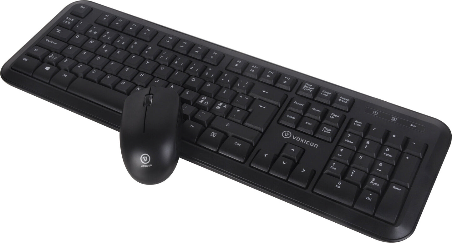 Voxicon 210WL tangentbord Mus inkluderad RF Trådlös QWERTY Nordic Svart