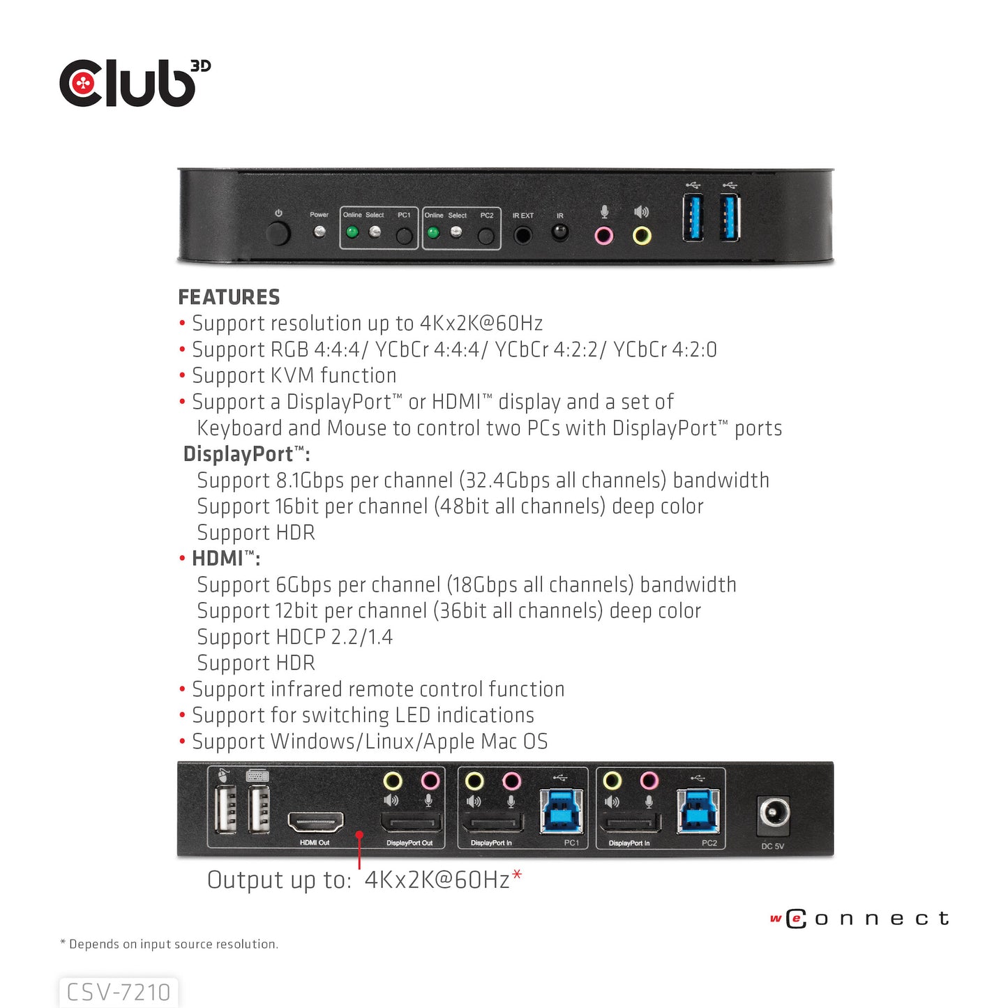 CLUB3D CSV-7210 KVM-switchar Svart