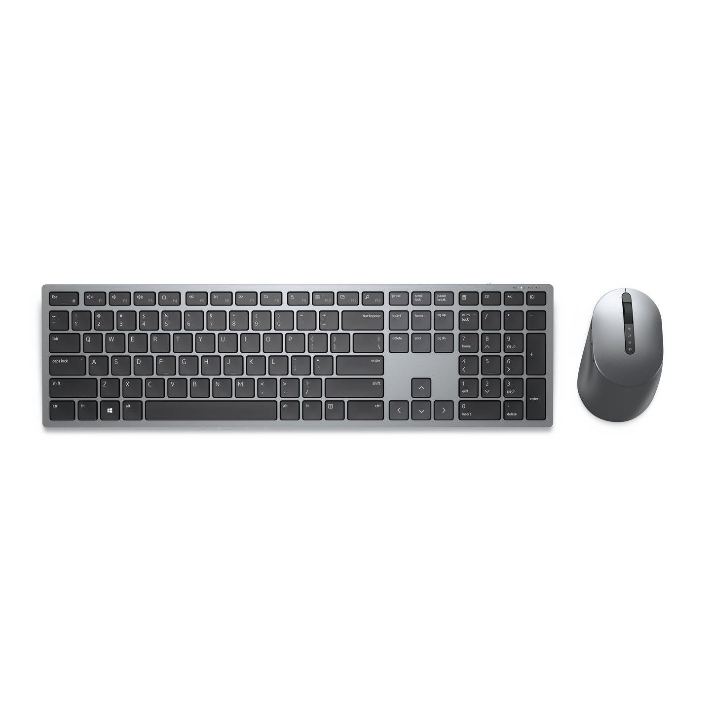 DELL KM7321W tangentbord Mus inkluderad Kontor Trådlös RF + Bluetooth QWERTY Ukrainsk Grå, Titan