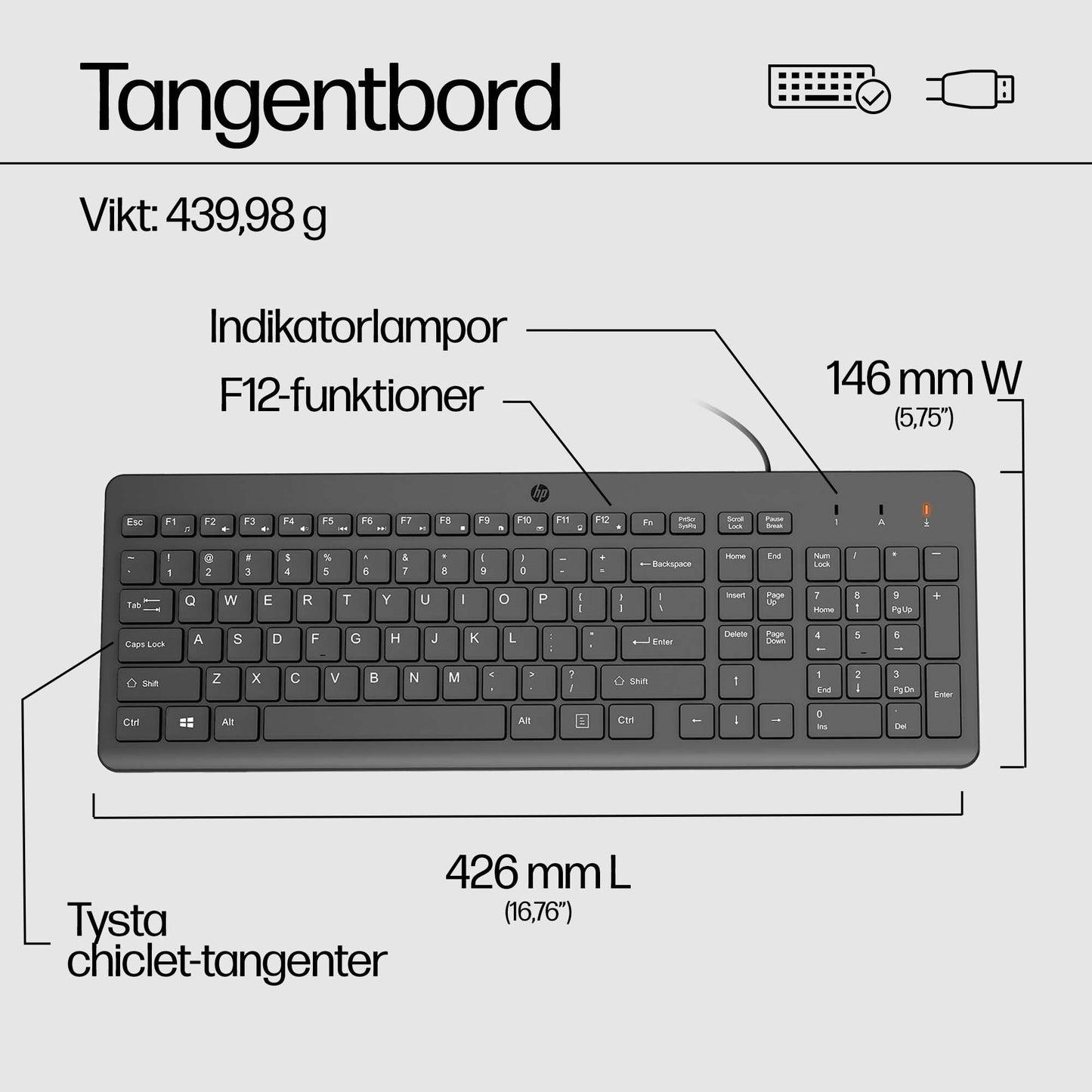 HP 150 trådbunden mus och tangentbord