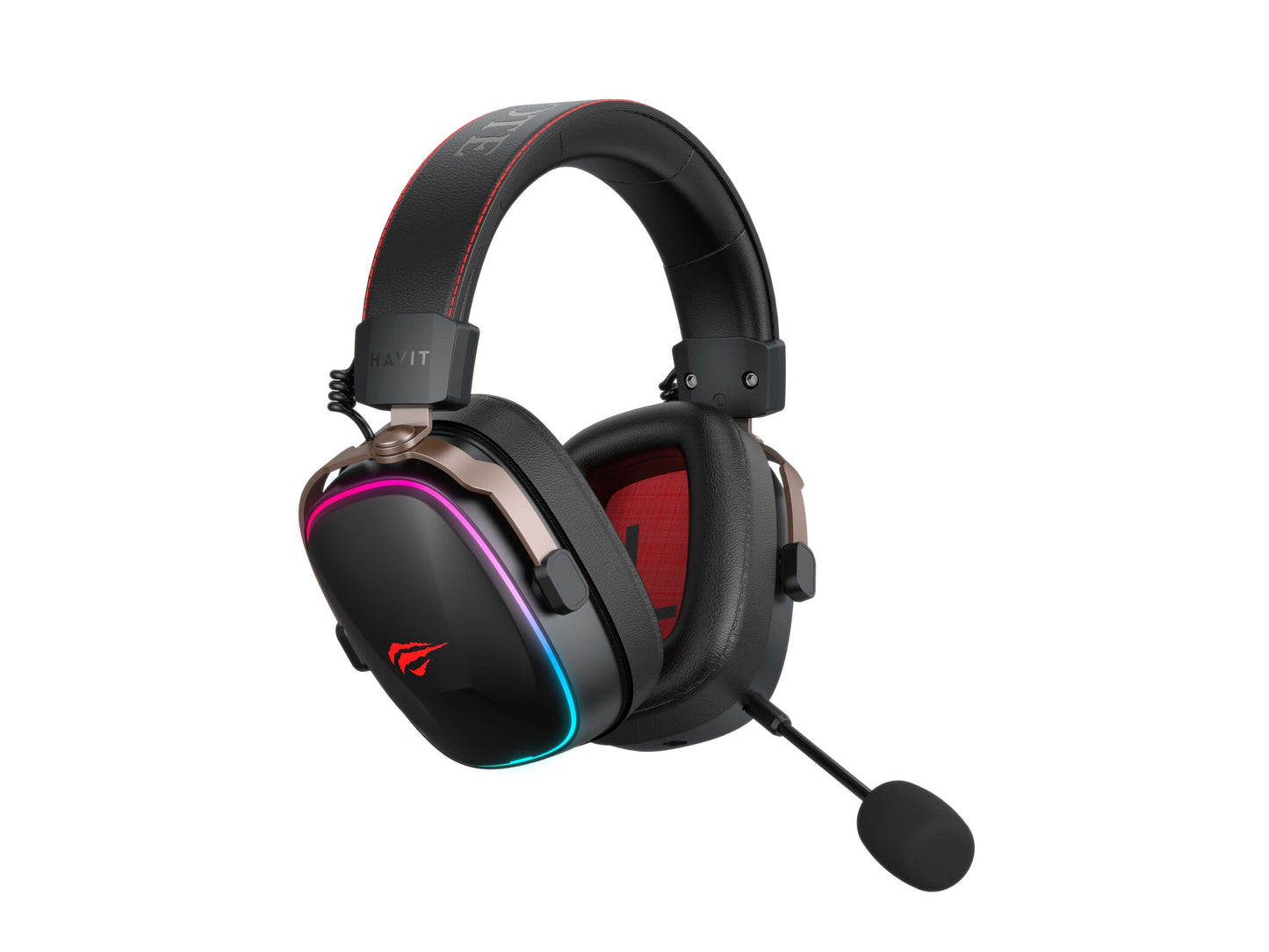 Havit 6939119065584 hörlur och headset Hörlurar Kabel & Trådlös Huvudband Spela Svart, Röd