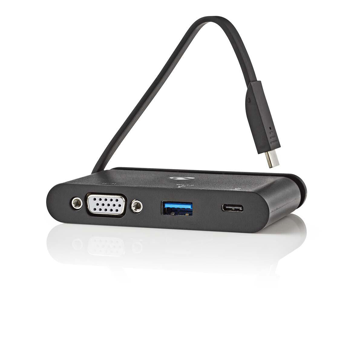 Nedis TCARF220BK dockningsstationer för bärbara datorer USB 3.2 Gen 1 (3.1 Gen 1) Type-C Svart