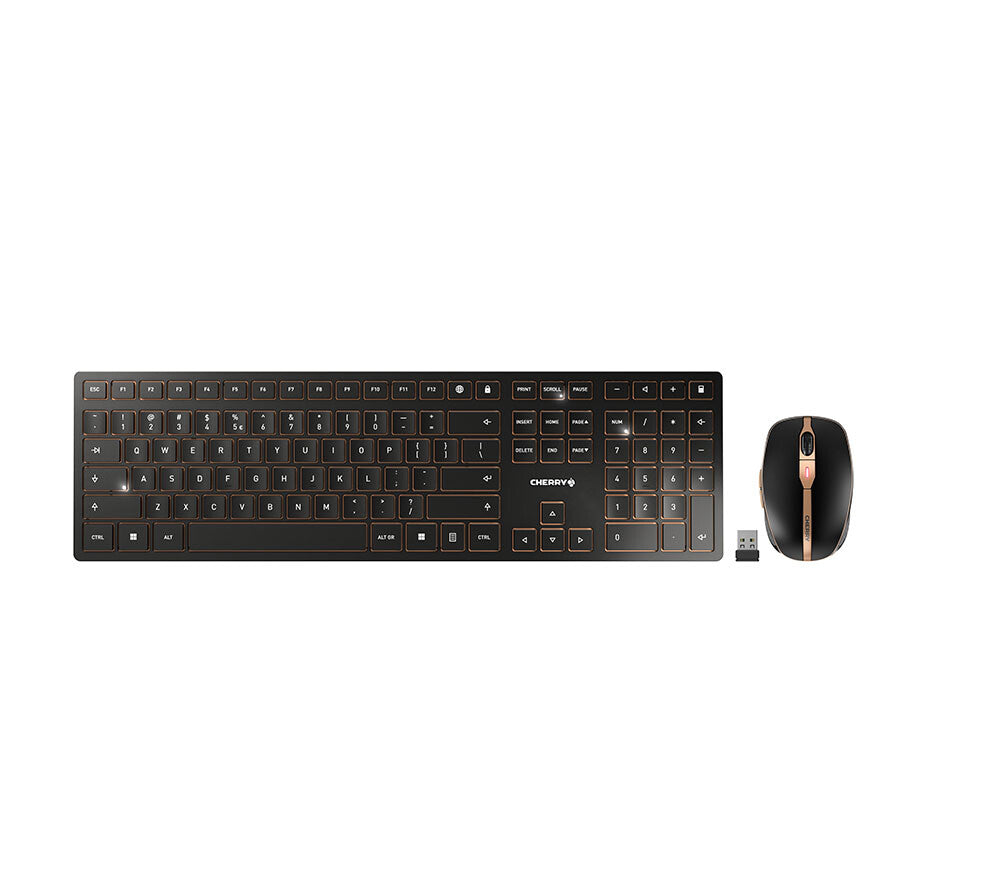 CHERRY DW 9000 SLIM tangentbord Mus inkluderad Universal Trådlös RF + Bluetooth QWERTY Engelska (USA) Svart