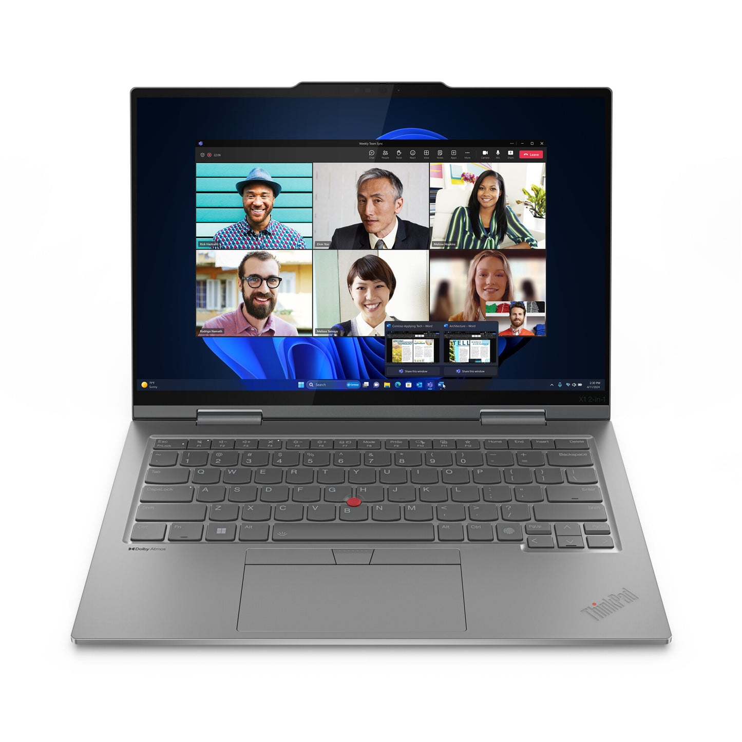 Lenovo ThinkPad X1 2-in-1 Gen 9 Intel Core Ultra 7 155U Hybrid (2-i-1) 35,6 cm (14") Pekskärm WUXGA 32 GB LPDDR5x-SDRAM 512 GB SSD Wi-Fi 6E (802.11ax) Windows 11 Pro Nordic Grå Intel Core Ultra 7 155U (12MB Cache), 32GB LPDDR5x-SDRAM, 512GB SSD, 35.6 cm (