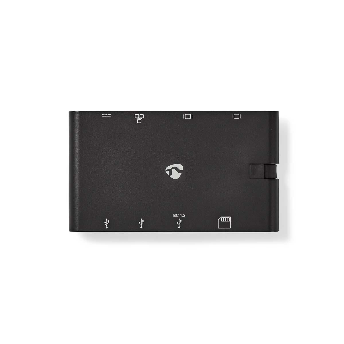 Nedis TCARFD200BK dockningsstationer för bärbara datorer USB 3.2 Gen 1 (3.1 Gen 1) Type-C Svart