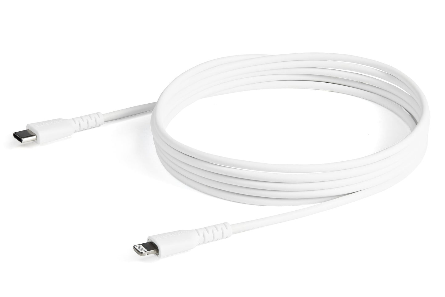 StarTech.com 2m tålig, vitt USB-C till Blixtkabel - Hård, tålig aramifiber USB typ A till Blixtladdare/synkron strömsladd - Apple MFi-certifierad iPad/iPhone 12