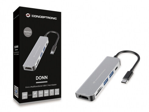 Conceptronic DONN02G dockningsstationer för bärbara datorer USB 3.2 Gen 1 (3.1 Gen 1) Type-C Gjuten aluminium