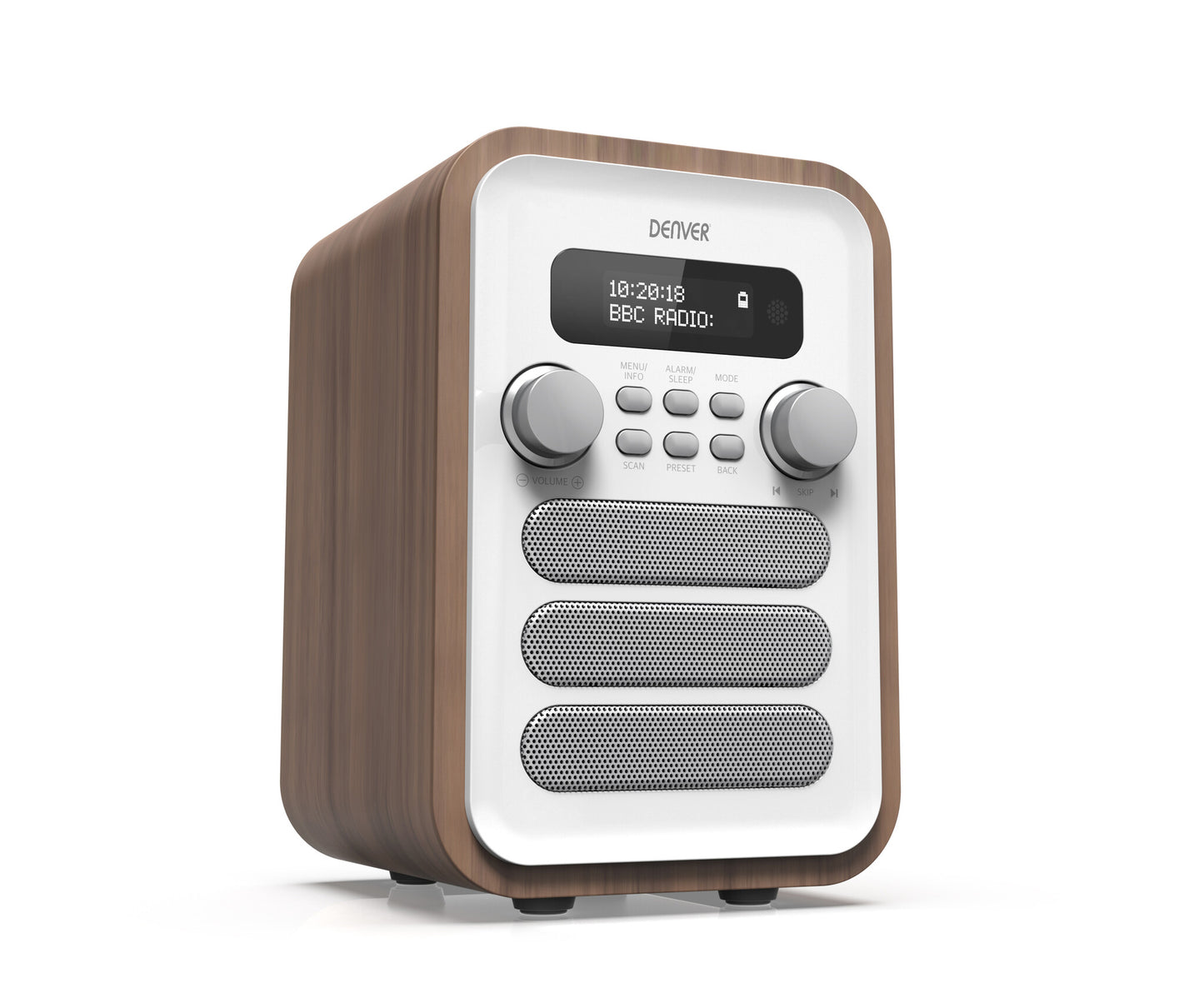 Denver DAB-48WHITE Personal Digital Vit, Trä