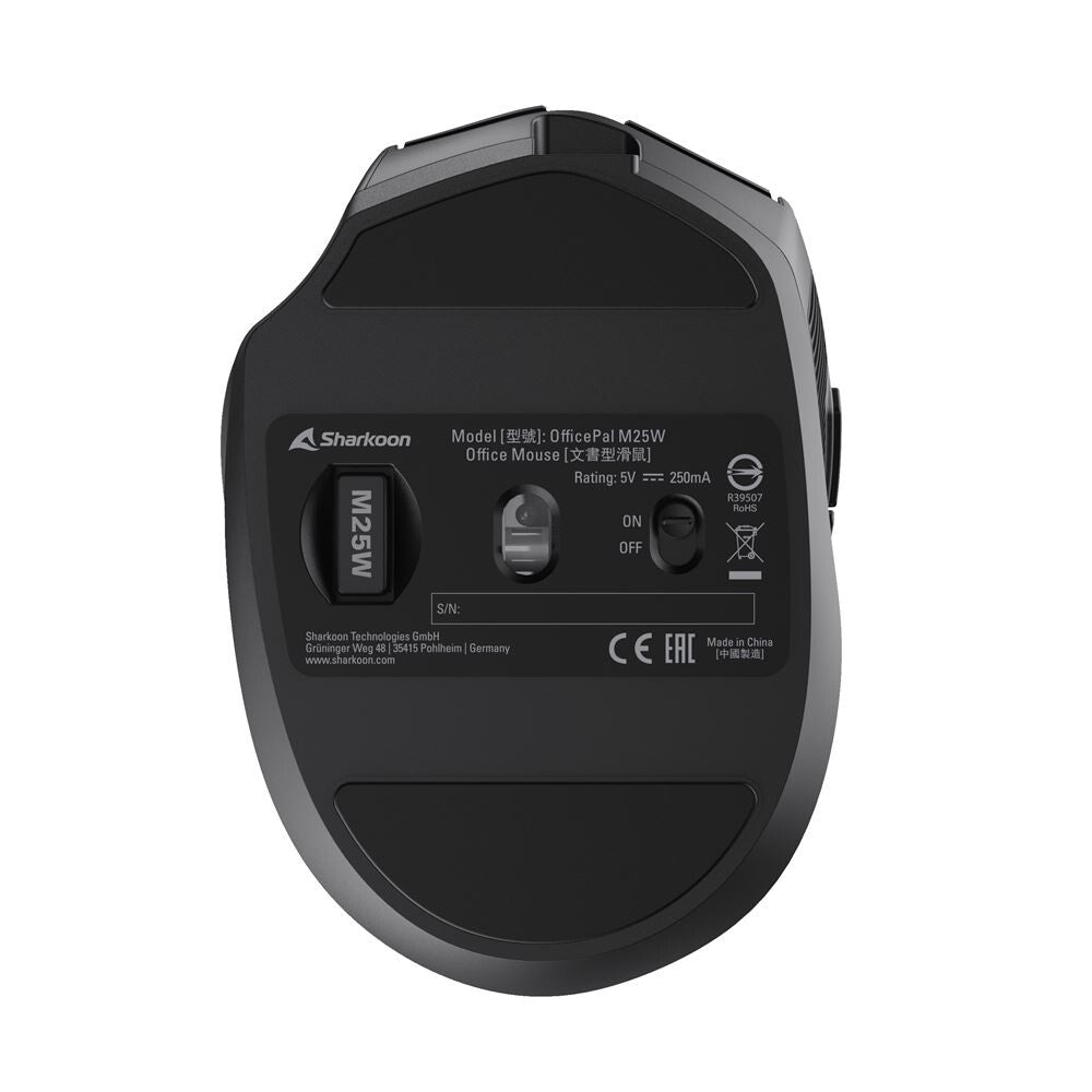 Sharkoon OfficePal M25W datormöss Spela högerhand RF Wireless + USB Type-C Optisk 4000 DPI