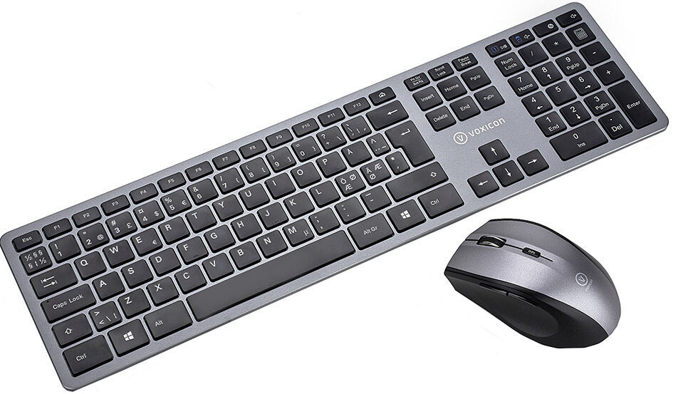Voxicon 285WL tangentbord Mus inkluderad Universal RF Trådlös QWERTY Nordic Svart, Silver
