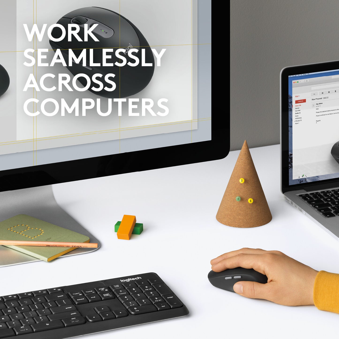 Logitech M590 Multi-Device Silent datormöss Kontor högerhand Trådlös RF + Bluetooth Optisk 1000 DPI